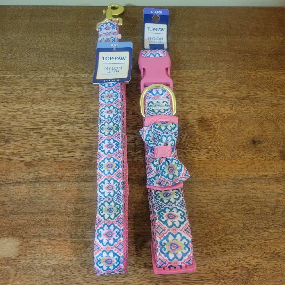 Top paw. 6 foot leash Xl collar 20-28 inches. Both brand new